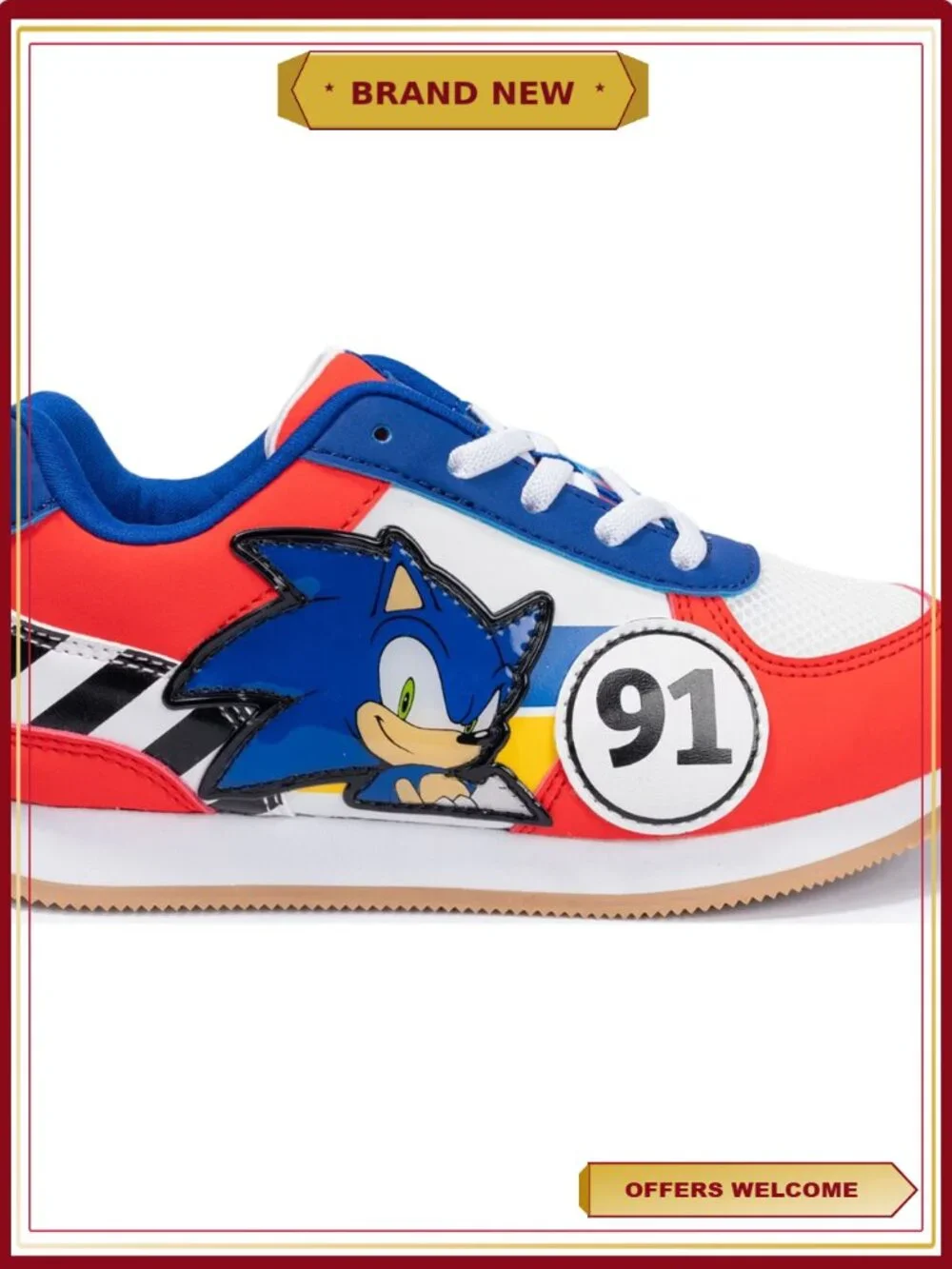 Sonic Boys Athletic Runner Sneakers Mesh PU Lace Up